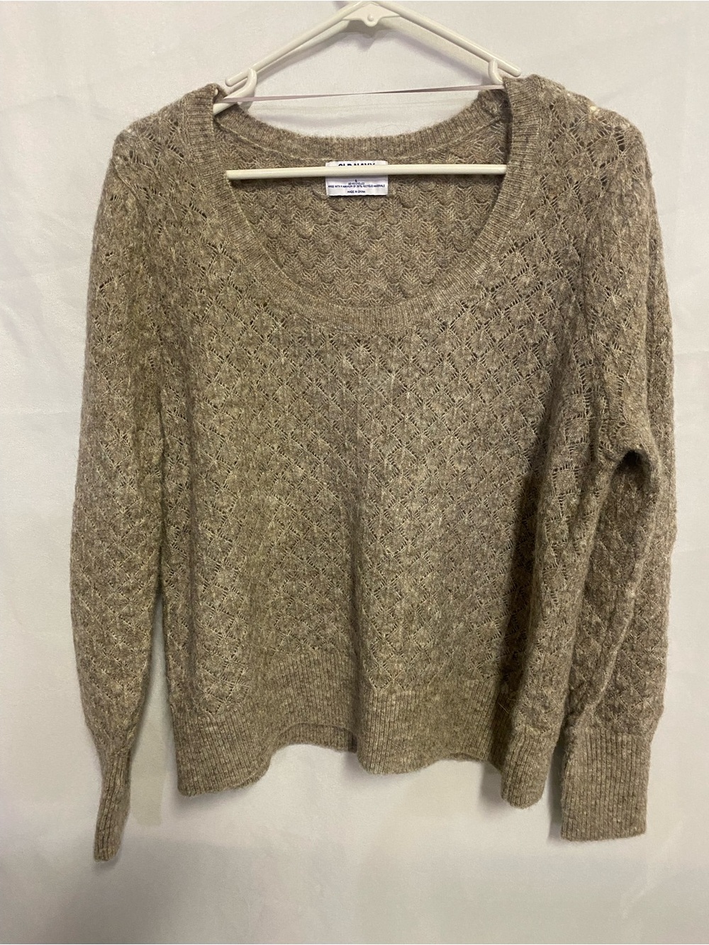 Old Navy Taupe Scoop-Neck Textured Knit Sweater